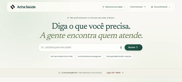 Preview do projeto Acha Saúde